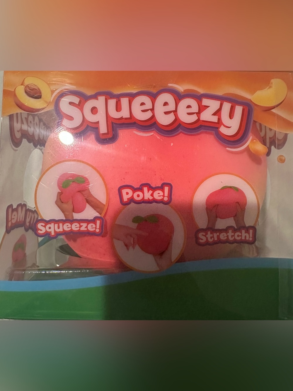 Squeezy Peach Stress Ball - Pink/Green